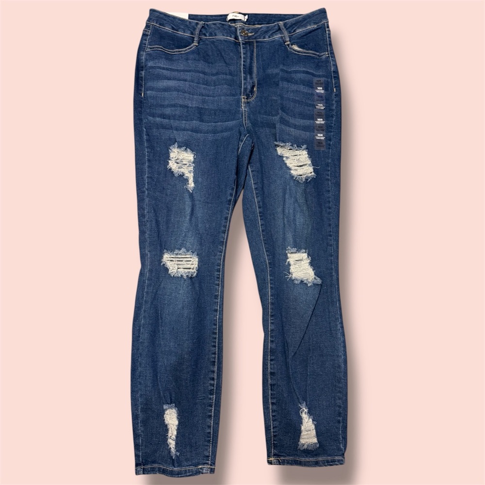 Rue21 Dark Blue Distressed Skinny Jeans